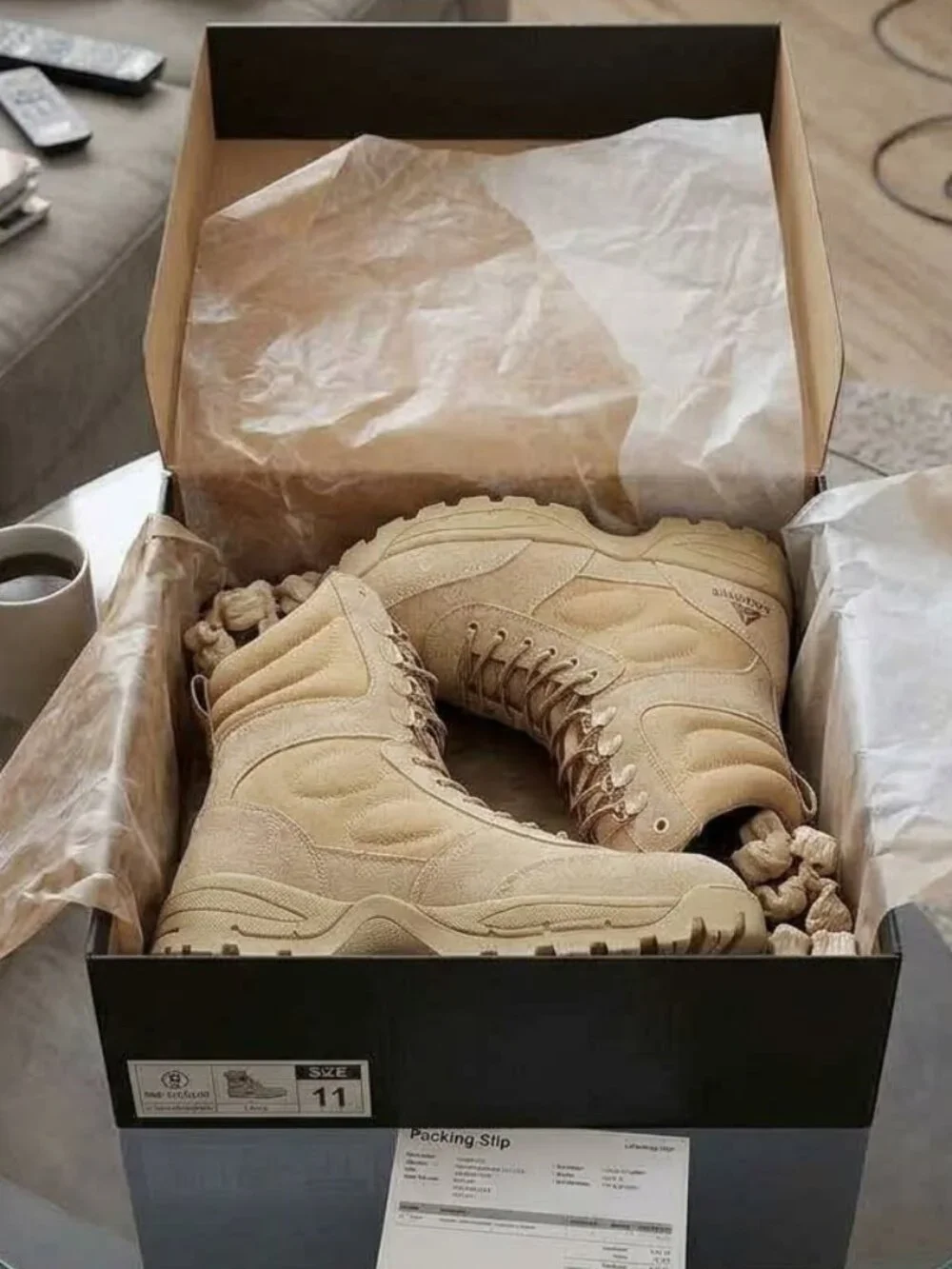Tactical Military Combat Boots Sand Beige Leather Hiking Trail Desert Army Boot